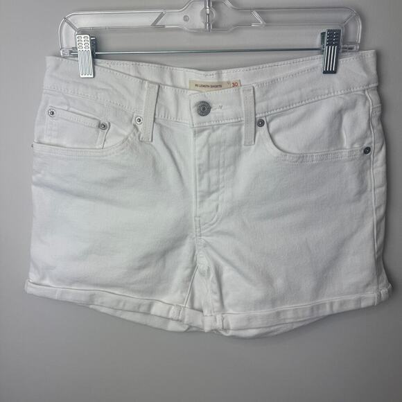 Levi's Women's White Mid-Length Jean Shorts - Size 30 - Picture 1 of 8